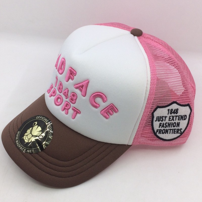 pink and brown hat